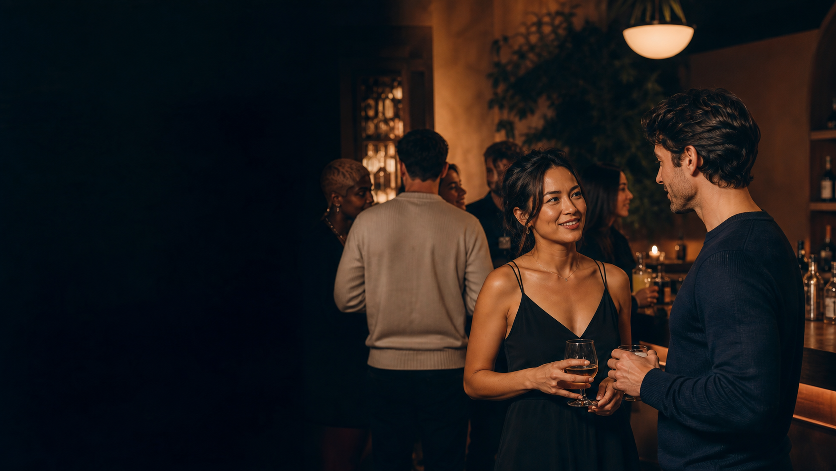 Guests talking at an intimate social evening